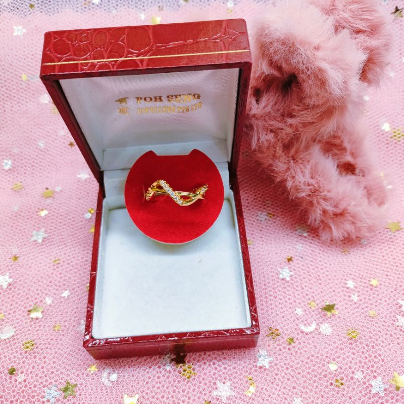 Cincin Wanita Titanium Anti Karat Lapis Emas i23880