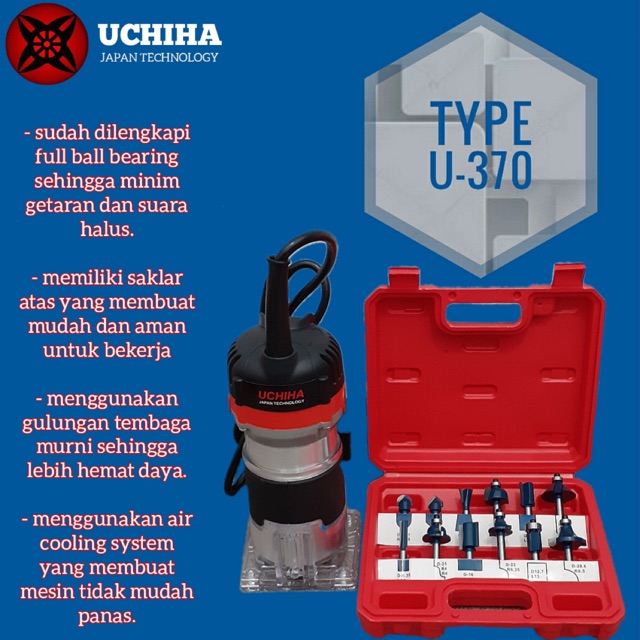 Mesin Ukir Mesin Profil Router Trimmer Kayu Triplek 6mm U370 UCHIHA