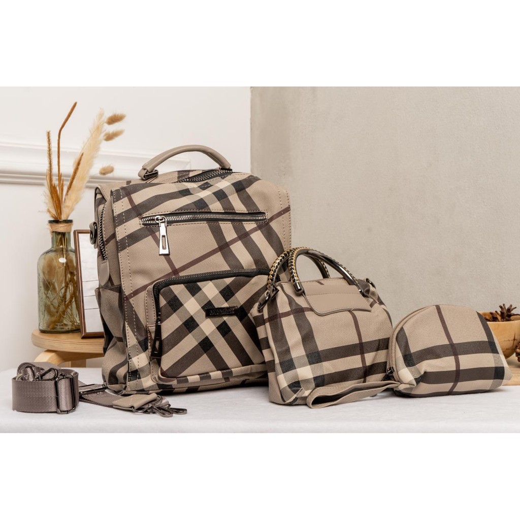 PROMO  Tas Ransel BURBERRY Wanita / Tas Import Wanita / Tas Ransel Bisa Slempang Fashion Elegan