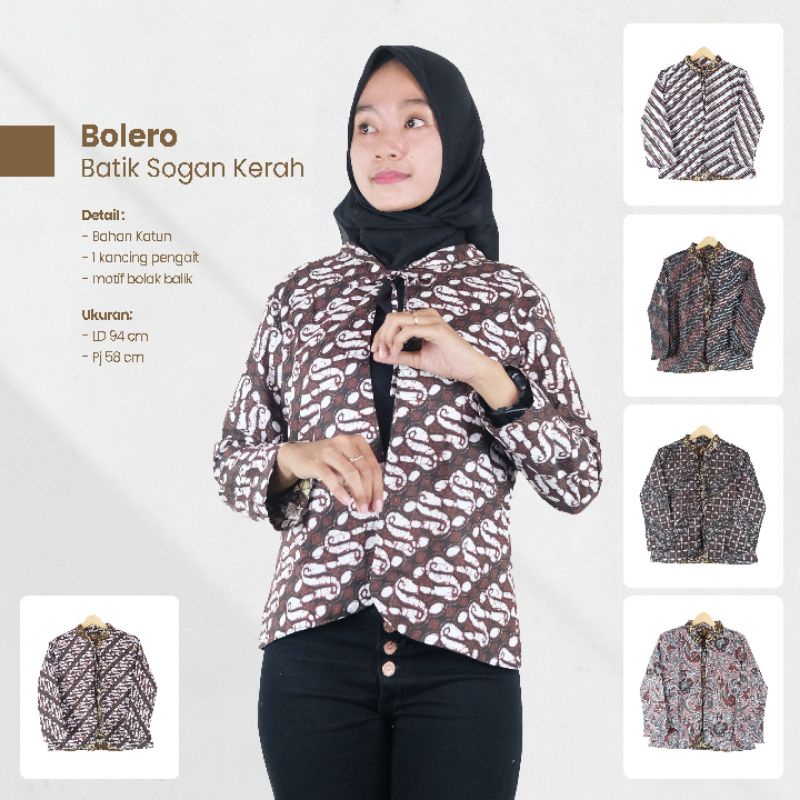 Bolero Batik Sogan Kerah