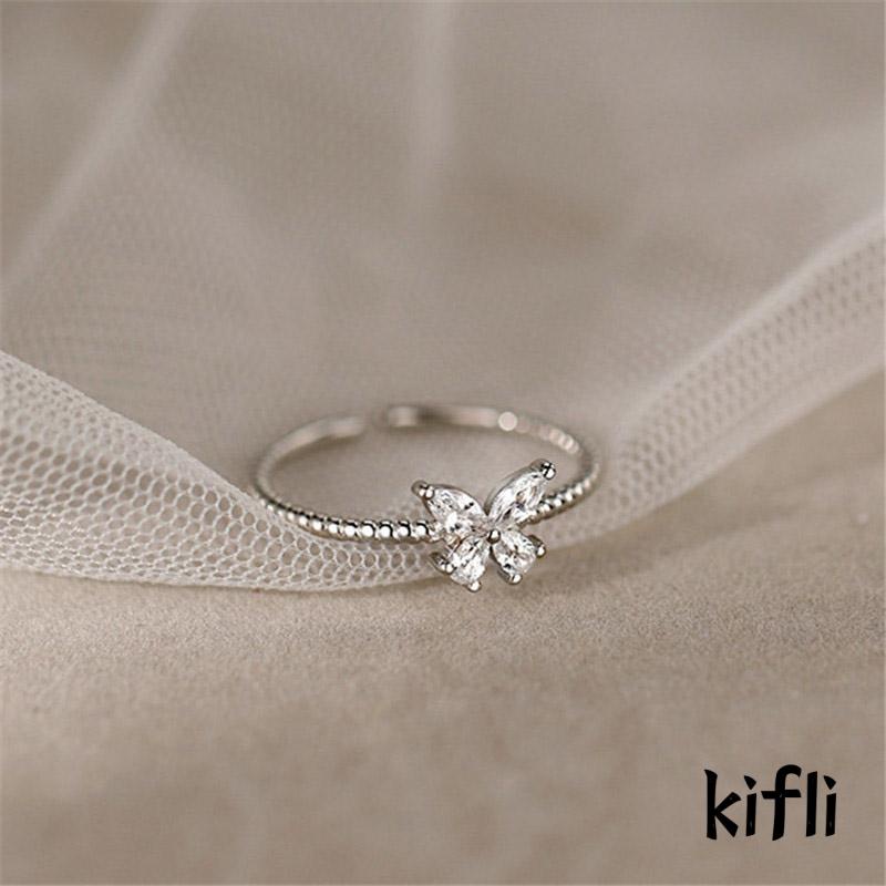 Cincin Model Terbuka,Desain Kupu-Kupu Aksen Berlian,Untuk Wanita
