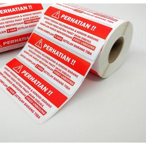 

☊ Sticker Label Perhatian Video Unboxing 8,5 x 3,5 cm (1 roll/ 500 pcs) - 1 x 24 jam ♨