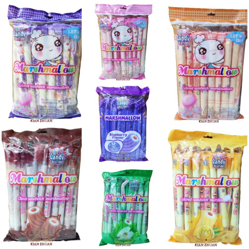 Marshmallow Aneka Rasa Apel, Anggur, Blueberry, Cokelat, Jeruk, Lemon, Strawberry