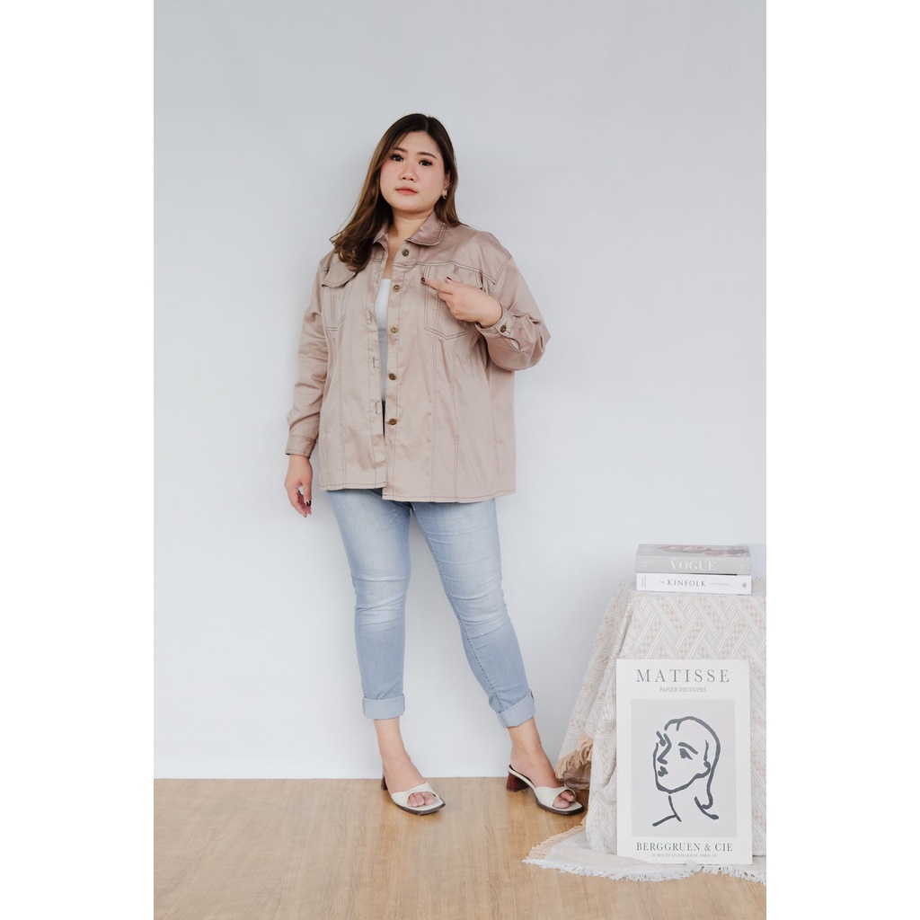 BIGWELL LIVIA JAKET CHINOS TANGAN PANJANG BIGSIZE, JAKET BIGSIZE, JAKET PLUSSIZE- JAKET JUMBO, JAKET BIGSIZE JUMBO