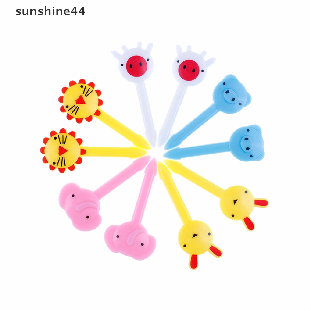 Sunshine 10pcs Garpu Buah Desain Binatang Lucu Untuk Anak