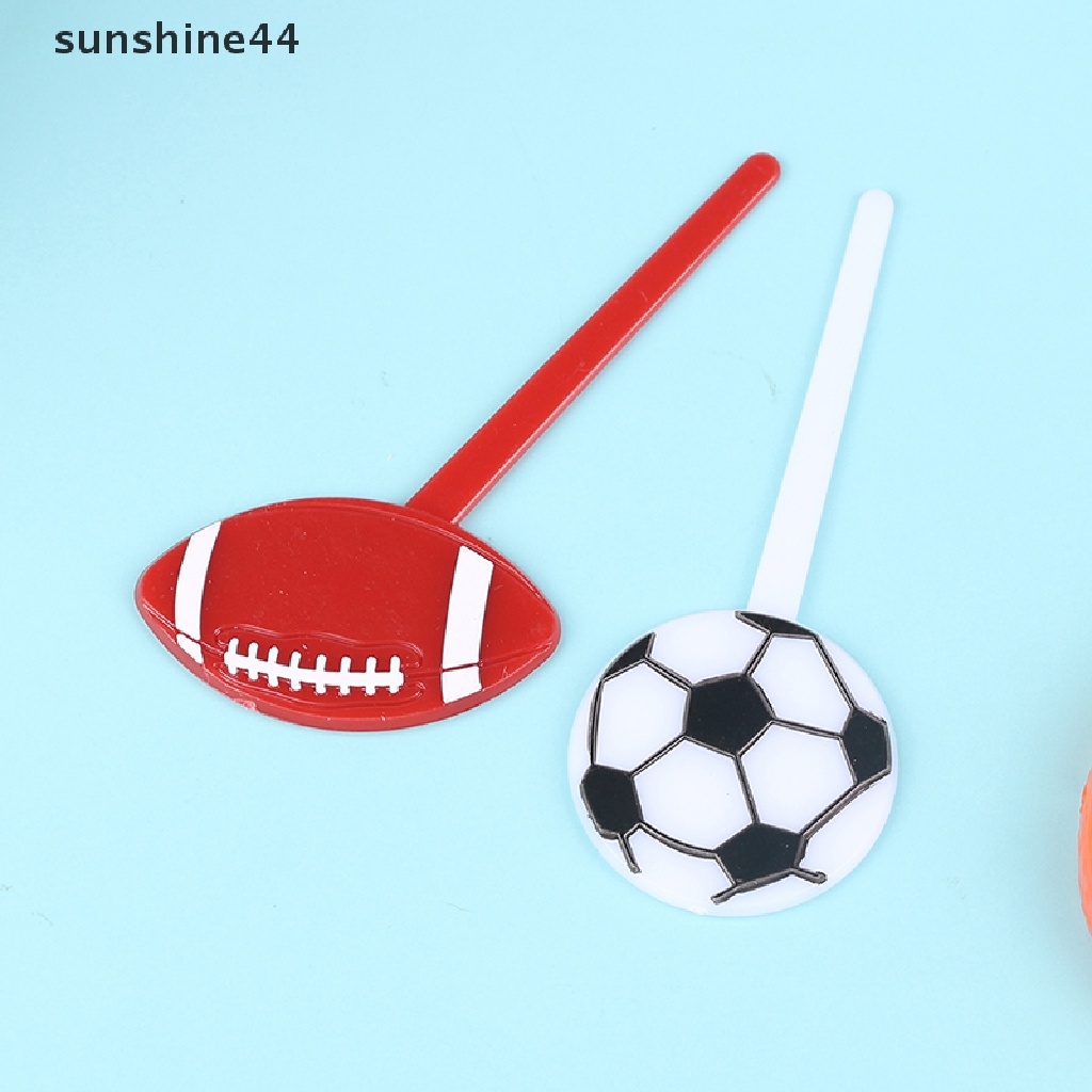 Sunshine 10Pcs Cute Football Food Picks Children Cake Dessert Fruit Forks Party Decor .