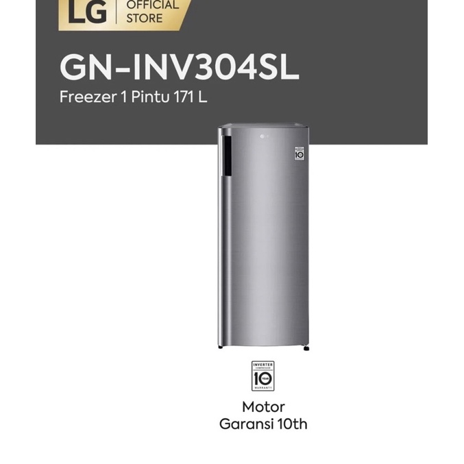 LG Freezer Inverter GN-INV304BK INV304BK 304BKINV304SL Lemari Pembeku Serbaguna 6 Rak PROMO MURAH
