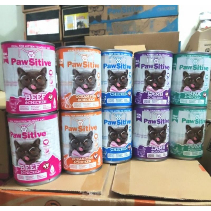 (24 pcs) pawsitive kaleng 380g all varian rasa makanan kucing basah semua usia