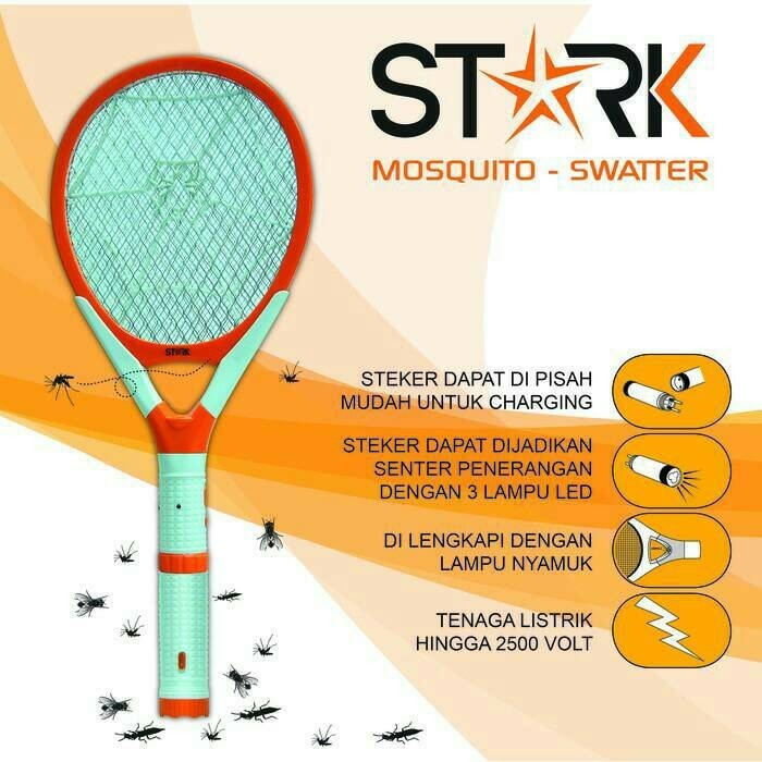 Jual Stark STK-002 Raket Nyamuk 3in1 Tenaga Listrik 2500 Volt | Shopee