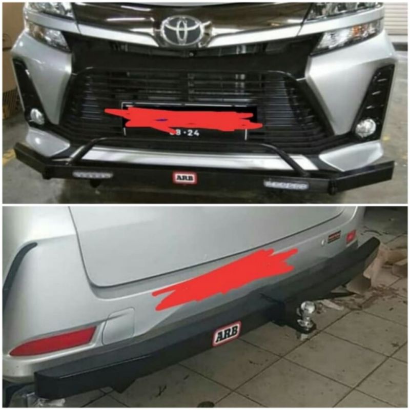 Paket Tanduk Bumper Mini Depan dan Towing belakang ARB With Lampu LED AVANZA Xenia 2019 2020