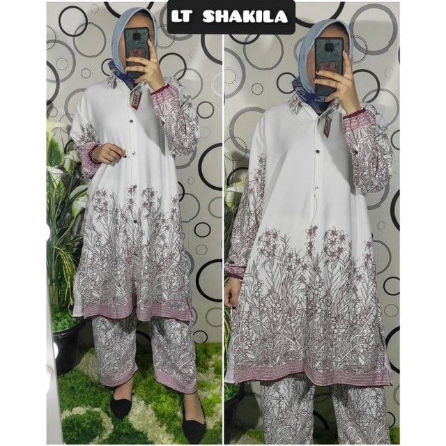 Stelan Long Tunik Kemeja Syakila Dior/One Set Long Tunik Terbaru