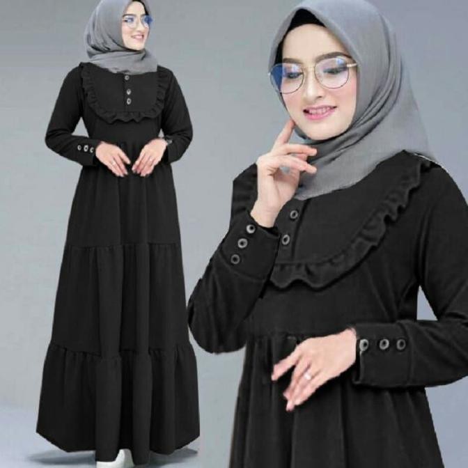 ( BISA COD ) Gamis Keyla hitam Gamis 0153 SI0 Baju Gamis Wanita Terbaru GRATIS ONGKIR [Kode 1|Kode