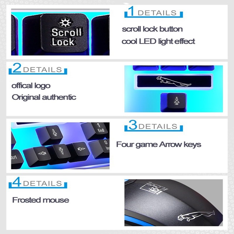 Gaming Mouse Gaming Keyboard Set Led RGB Kabel Mouse &amp; Keyboard Set Murah