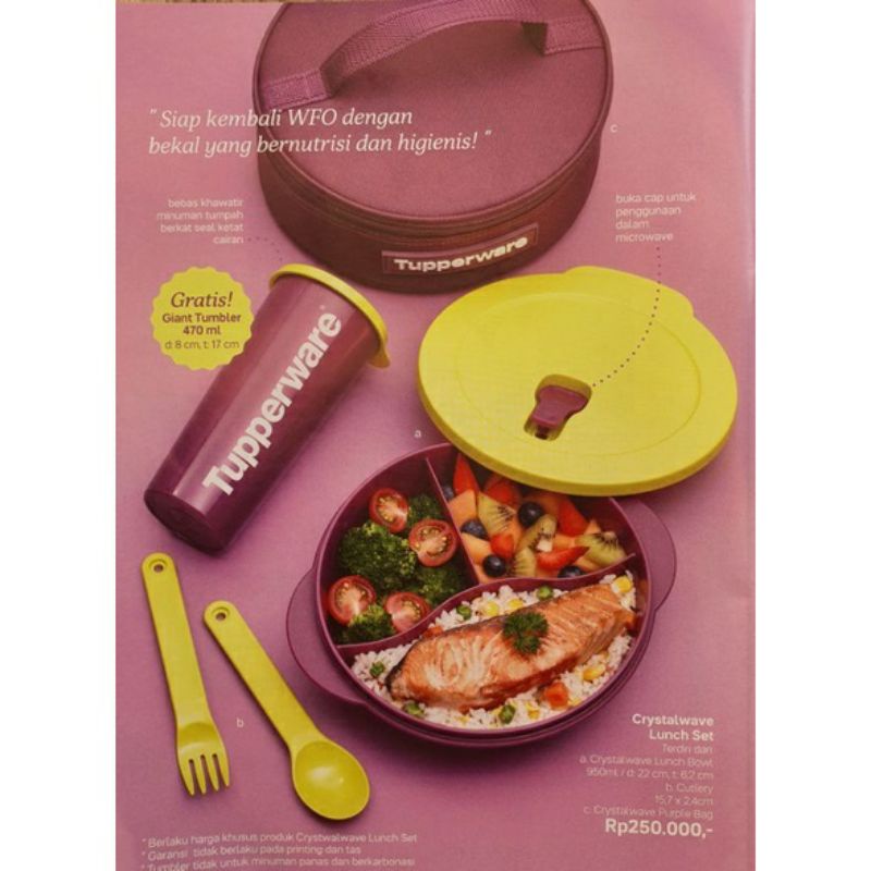 TUPPERWARE | Crystalwave Lunch Set with Gift | 1 Set Tempat Bekal