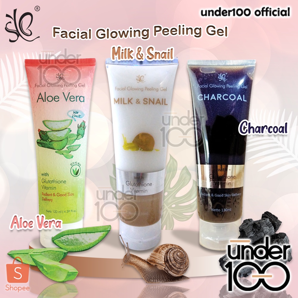 ❤ UNDER100 ❤ SYB Facial Glowing Peeling Gel Aloe Vera | Milk &amp; Snail | Charcoal | Peeling Wajah 130 ml Tube (✔BPOM)