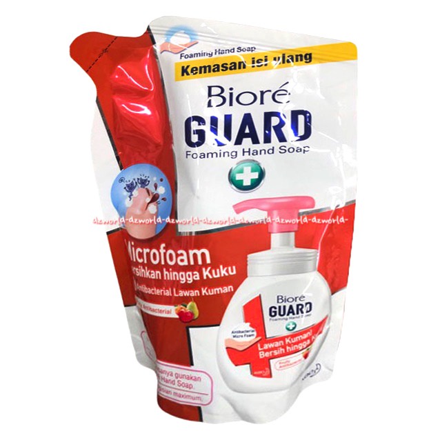 Biore Guard Microfoam 250ml Foaming Hand Soap Sabun Cuci Tangan Foam Busa Bersihkan Hingga Kuku Antibacterial Lawan Kuman Fruity Fresh Antibacterial Kemasan Isi Ulang Refill Pouch 450 ml