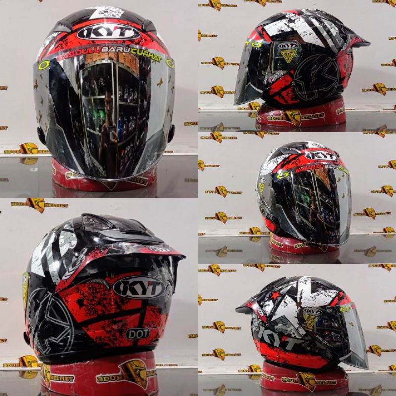 HELM KYT GALAXY FLAT R MOTIF#5 AQUA BLUE/PAKET GANTENG 100%ORIGINAL SNI-DOT-AQUA REDD/VENOM/SLVR