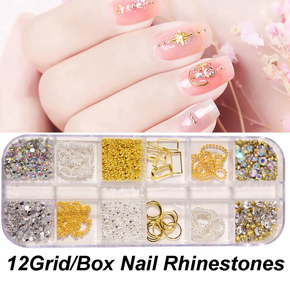 Mxbeauty DIY Nail Art Dekorasi 3D Symphony Pearl Glitter Laser Sparkly Shaped Rivets Nail Rhinestones