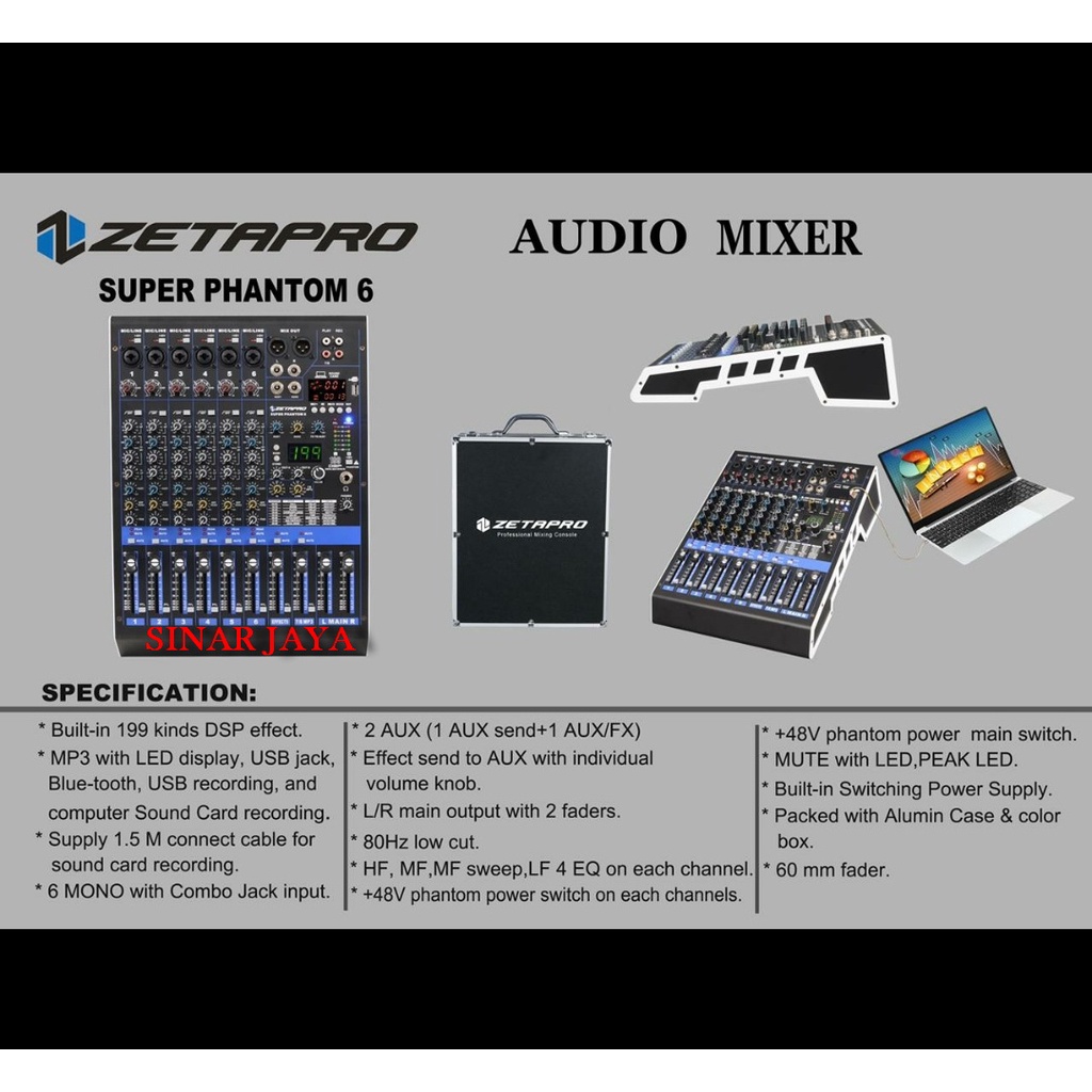 MIXER AUDIO ZETAPRO SUPER PHANTOM6 6CHANNEL MIXER ZETAPRO SUPER PHANTOM 6