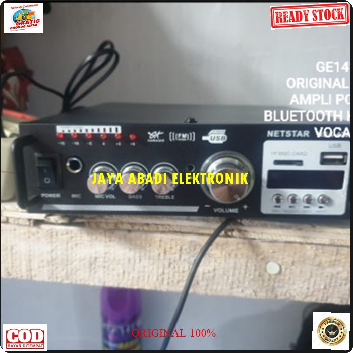 G141 ORIGINAL POWER AMLPIFIER BLUETOOTH MINI KARAOKE AC DC VOKAL SPEAKER SPK ACCU AKI MUSIK AUDIO SOUND SYSTEM MP3 USB PLAYER PRO AUX CAR MOBIL BISA BLUETOOTH KE SEMUA MERK HP BISA DIPAKAI DIRUMAH MAUPUN DIMOBIL AUDIO