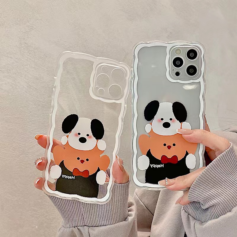 Soft Case Silikon TPU Transparan Motif Beruang Anjing Untuk IPhone 12 13 SE 2020 6 6S 7 8 Plus X XS XR 11 Pro Max