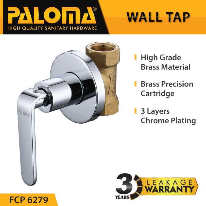 PALOMA FCP 6279 Keran Stop Valve Tanam Shower Mandi Tembok Kran Air