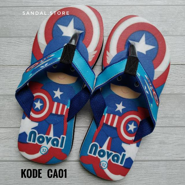 Sandal Custom karakter Captain Amerika FREE Custom Suka Suka Anak/Dewasa