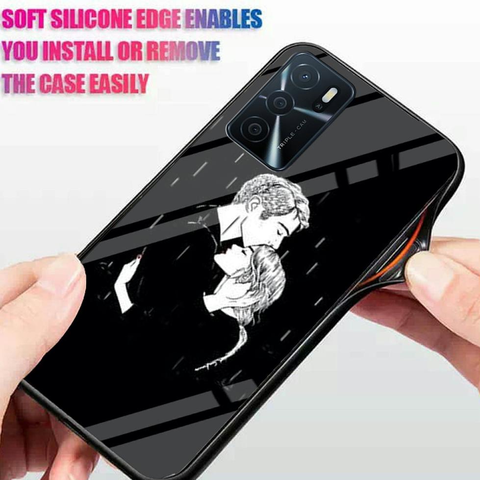 ₩ [CG128] Softcase Kaca + Tali Oppo A16 - Kesing Hp Oppo A16 - Case Hp Oppo A16 - Casing Hp Oppo A16