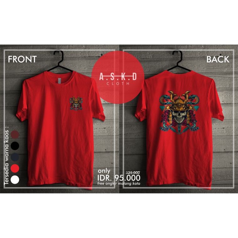 Kaos Cotton Combed Skull Samurai