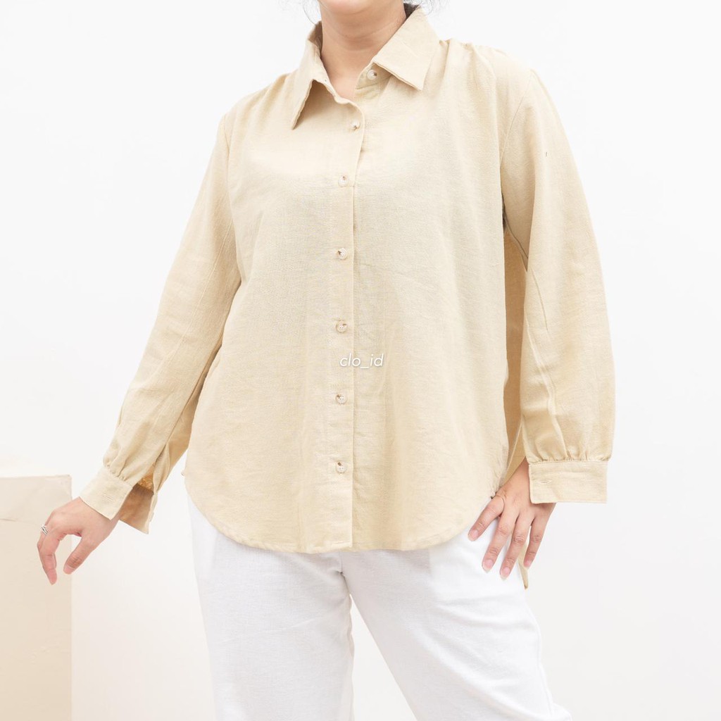 HAICLO Ava Linen Shirt / Atasan Kemeja Wanita-Biscotti