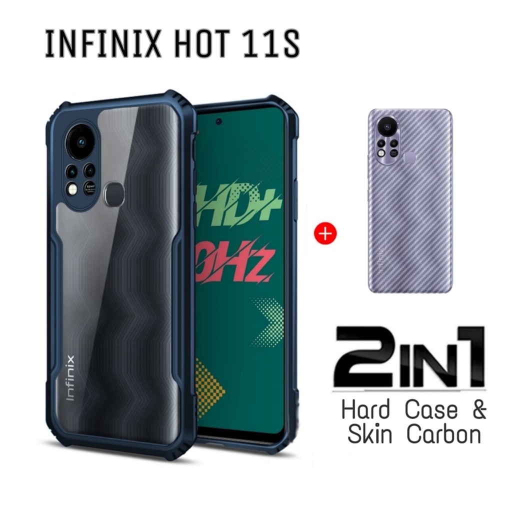 Case INFINIX HOT 11S Hardcase Fusion Shockproof Free Skin Carbon HAndphone