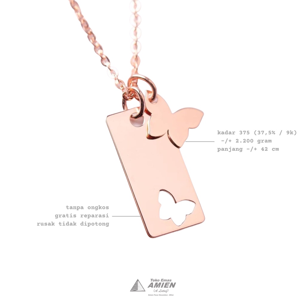 Toko Emas Amien Kalung Emas Asli UBS Kadar 375 (37,5% / 9K) 2.200 Gram - Kalung Noona Series Kupu