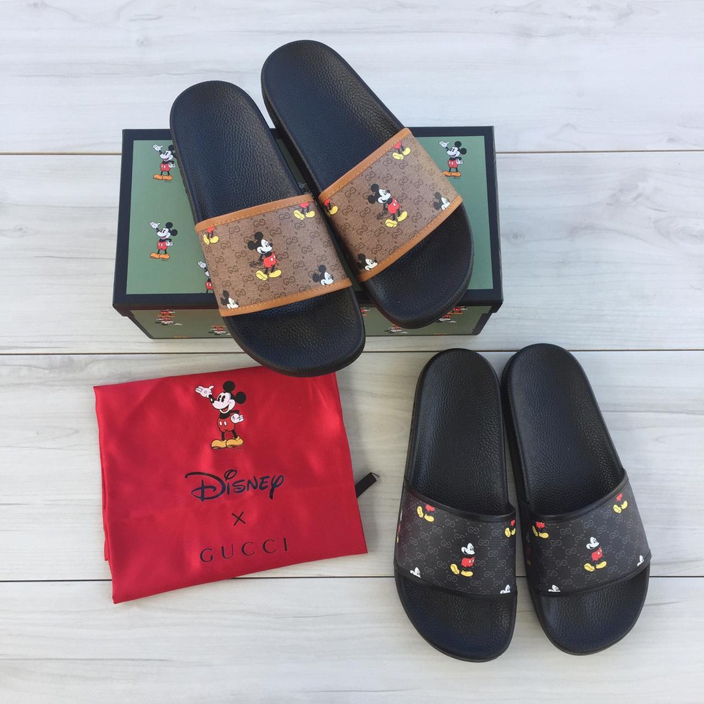 gucci mickey mouse slides black