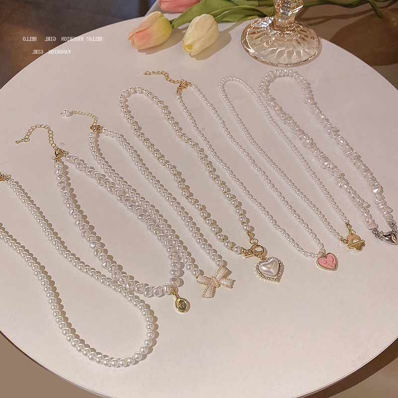 Kalung Choker Hias Mutiara Air Tawar Alami Untuk Wanita