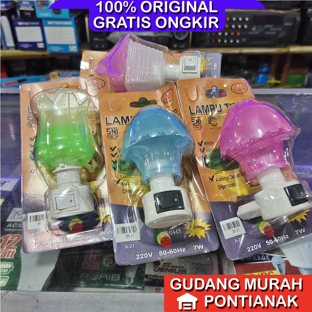 Lampu Tidur Warna Siap Pakai tinggal Colok dengan lampu cabe E12 bisa ganti lampu Warna Random ACAK