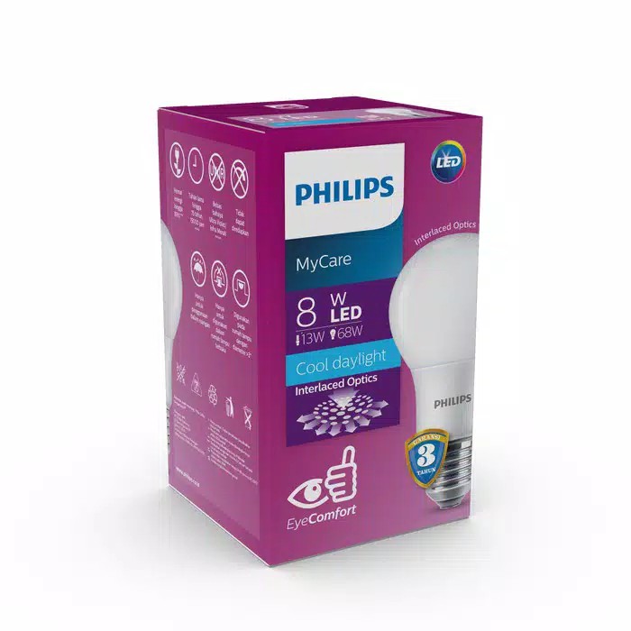 Lampu Philips LED 8 Watt Putih - LED BULB 8W / 8Watt / 8 Watt
