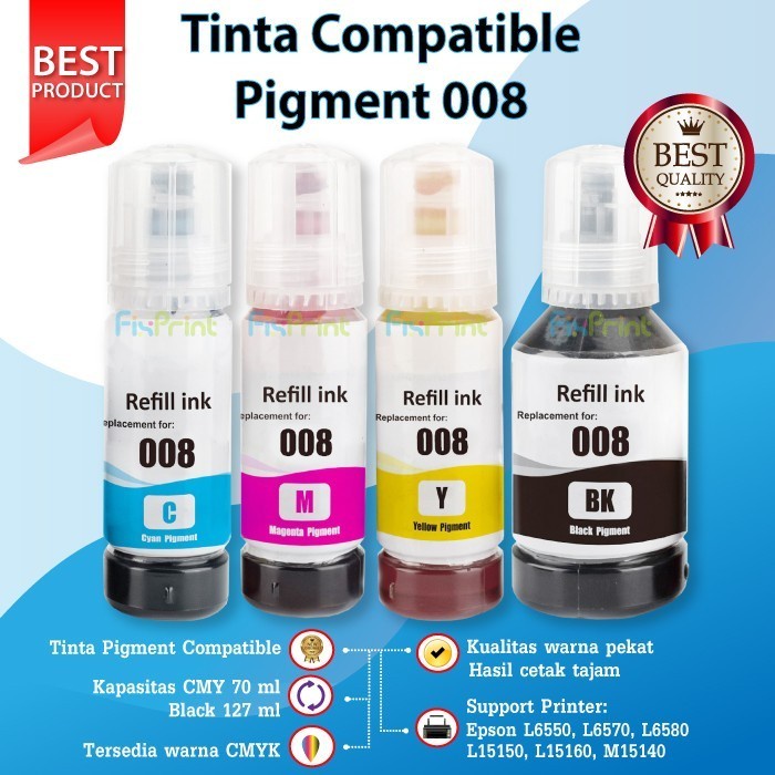 Tinta Compatible 008 Refill Printer L15150 L6460 L6490 L15180