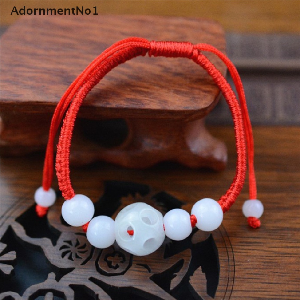 [AdornmentNo1] 1PC Jade Beads Red String Rope Bracelet Good Luck Lucky Success Moral Amulet Hot [new]