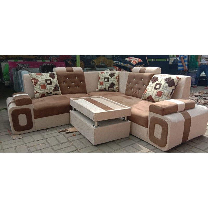 Sofa l sudut minimalis kancing