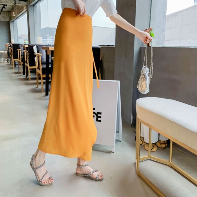 Rok A-line Shakila Strap/Rok Panjang Wanita Korea musim panas Fit to Xl-TALI SHAKILA~MUSTARD
