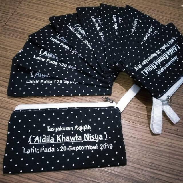 Souvenir dompet pouch bahan canvas sablon satu warna