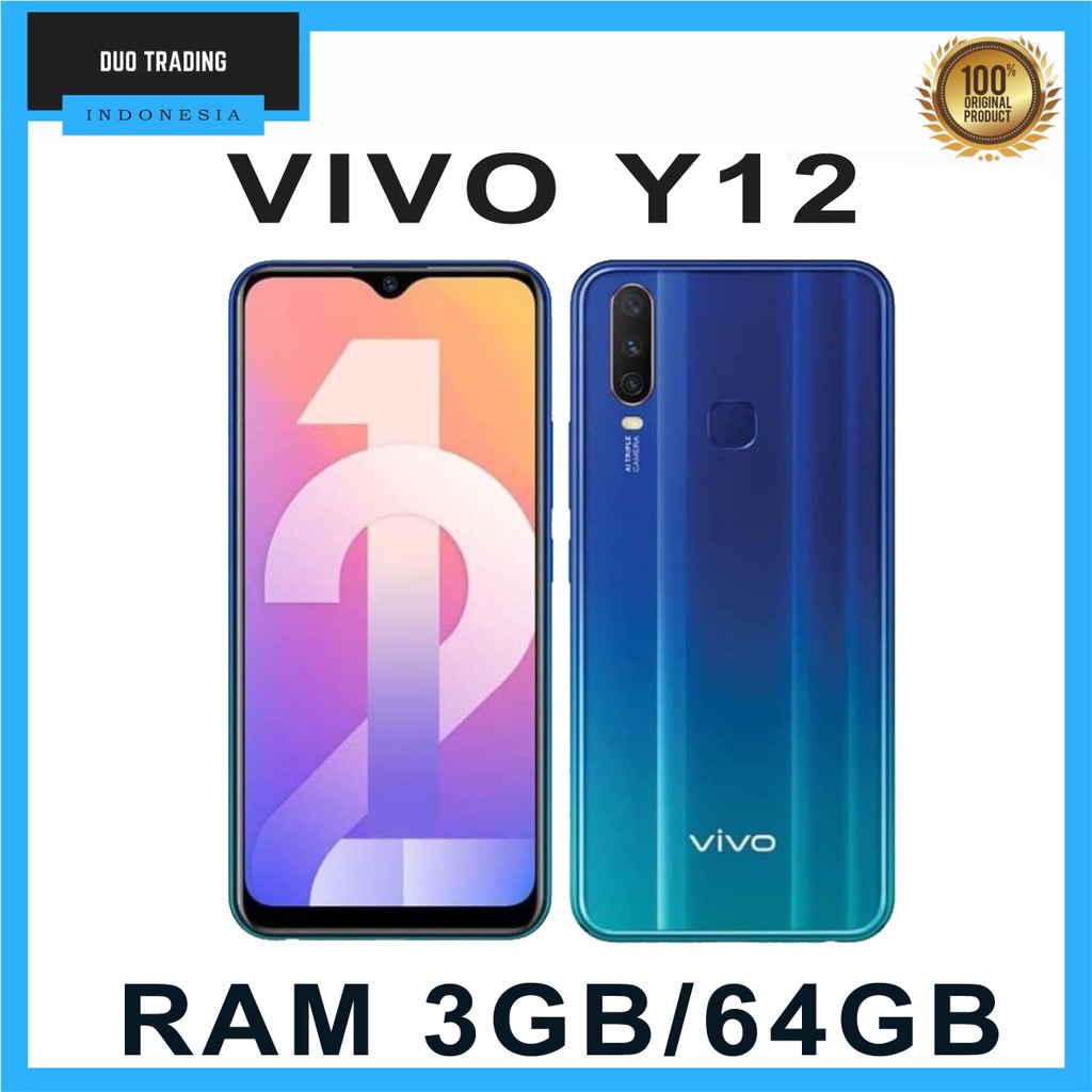 VIVO Y12 RAM 3GB ROM 64GB GARANSI RESMI VIVO INDONESIA ORIGINAL