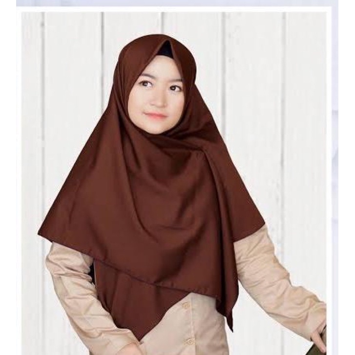 Jual Hijab Segiempat Coklat Pramuka Jumbo | Jilbab Anak Sekolah Coklat