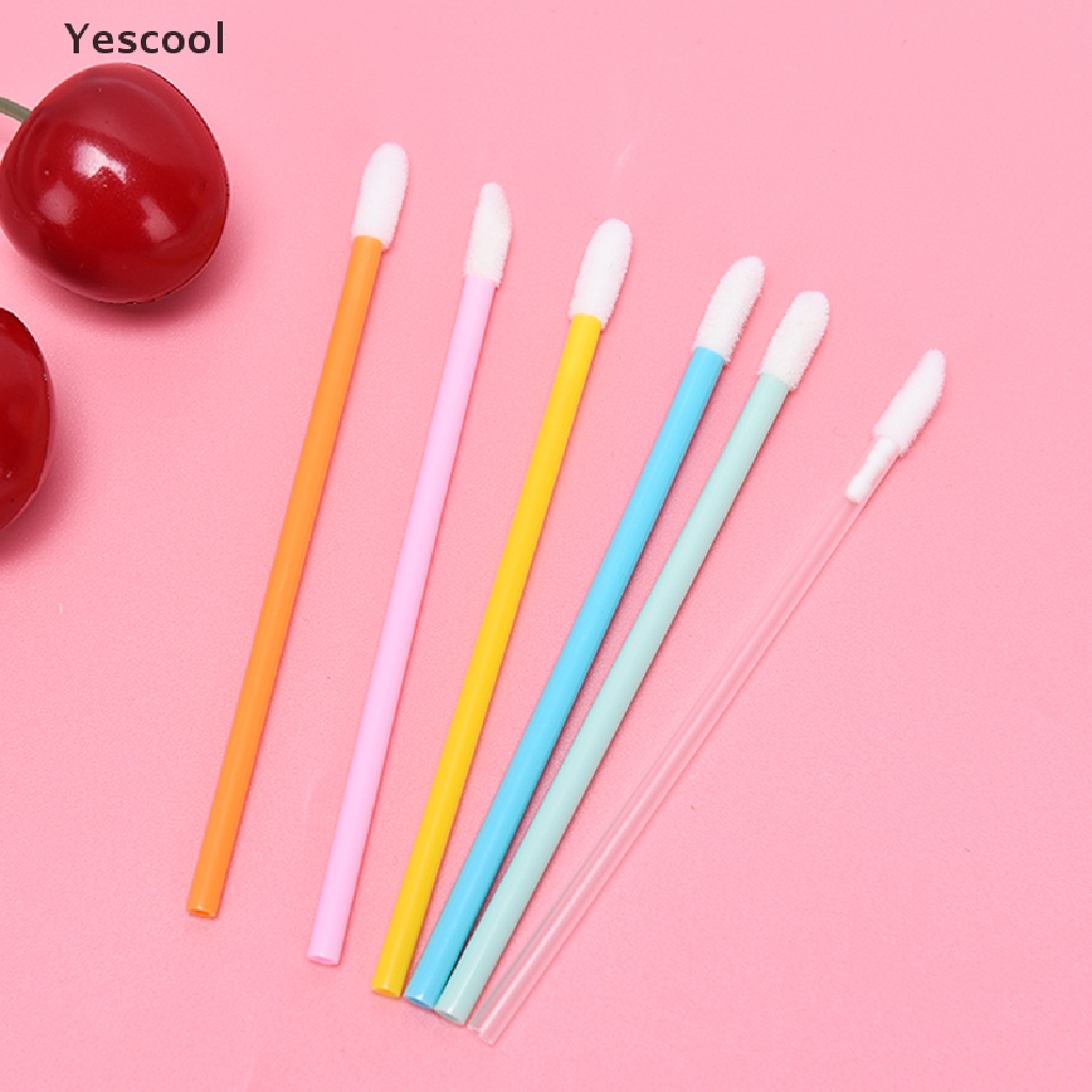 Yescool 50pcs Brush Aplikator Lipsticklip Gloss Sekali Pakai Untuk Makeupkosmetik Wanita