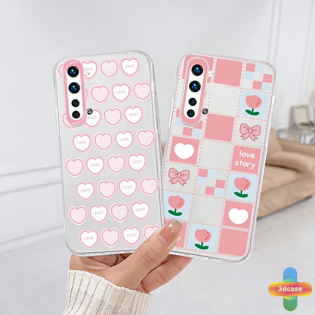 Soft Case Realme C11 2021 C21Y C31 C35 C15 C21 C25 C20 C3 C12 C2 C25S 5S 5 5S 5i C17 7i C1 C25Y C2 C3i 6i C20A realme Narzo 20 10 10A 20A 30A A7 A5S A15 A16 Y12 Y20 Y15S A03 Pink Love Heart Transparent Case