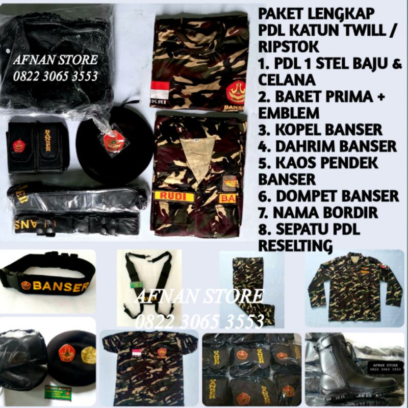 Seragam Banser Fullset PDL REPSTOK/ KATUN TWILL + SEPATU PDL RESELTING dompet dan kaos.pendek Banser