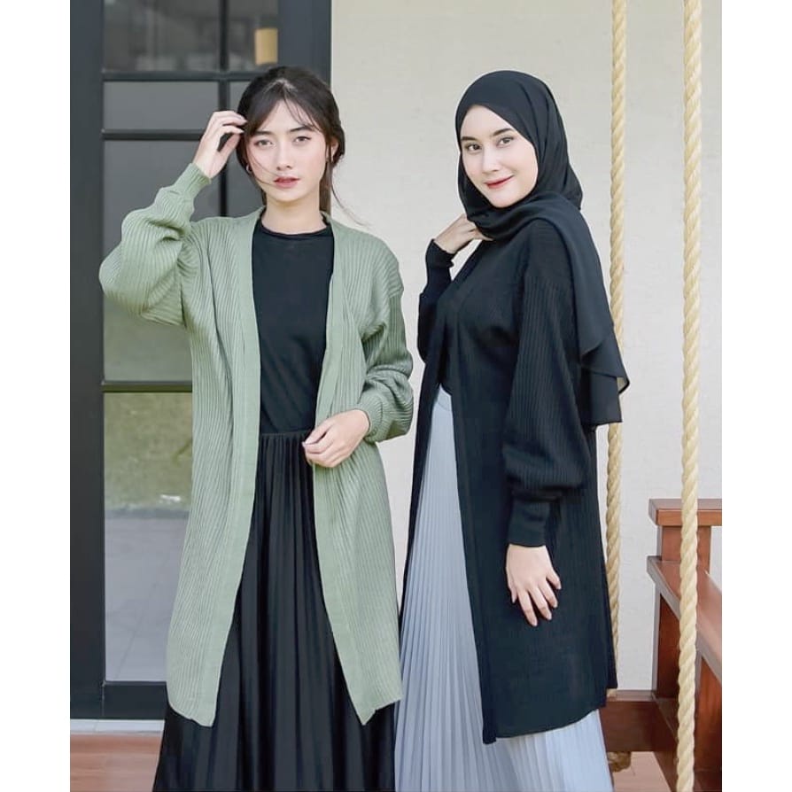 LONG CARDI RAJUT REVITA BALOON PREMIUM / BAJU ATASAN-LUARAN WANITA LENGAN PANJANG MOTIP BALON