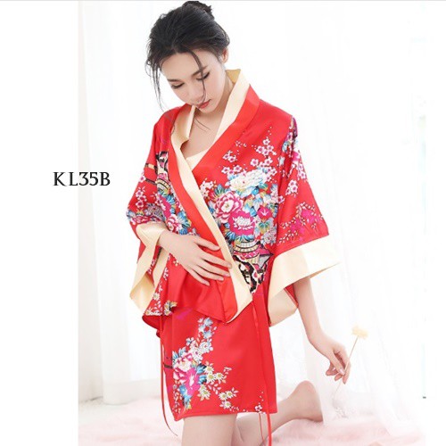 [BISA COD] KIMONO JEPANG LINGERIE KIMONO BAJU KIMONO WANITA MERAH KL35B