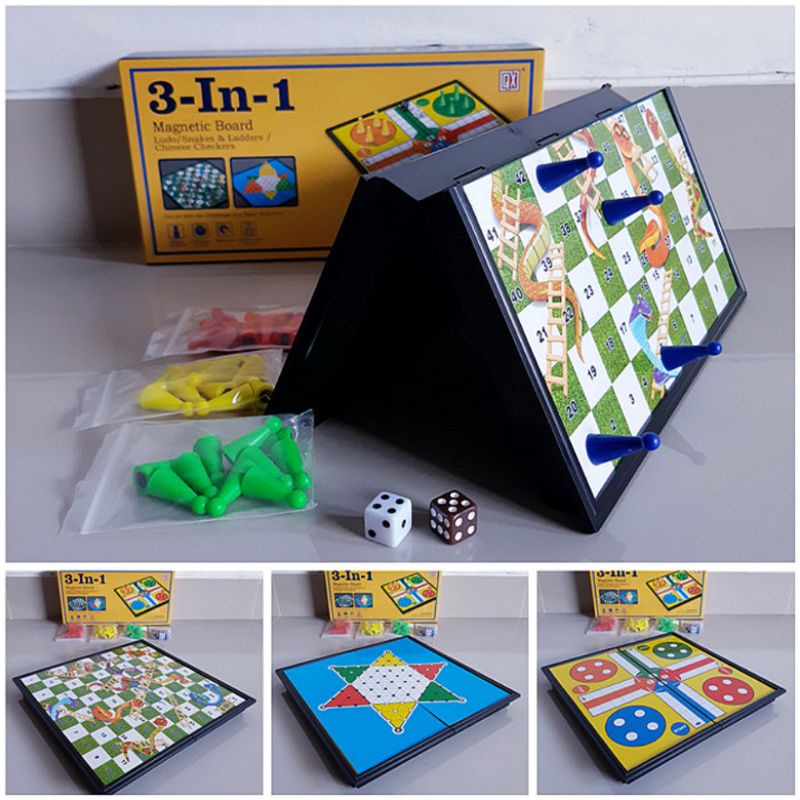 Jual Mainan Board Game 3 in 1 Ular Tangga Papan 3in1