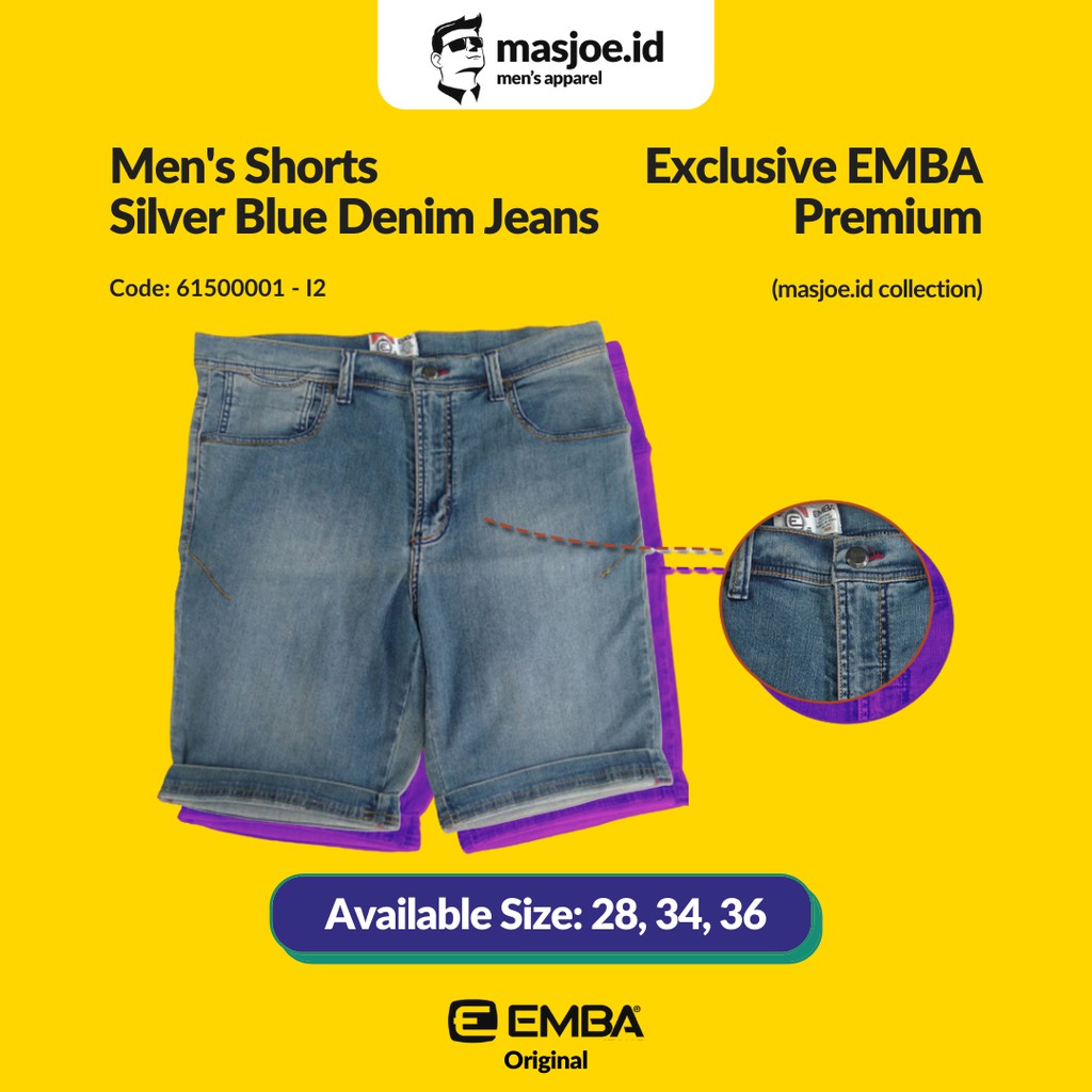Celana Pendek Pria EMBA Original - Silver Blue Jeans